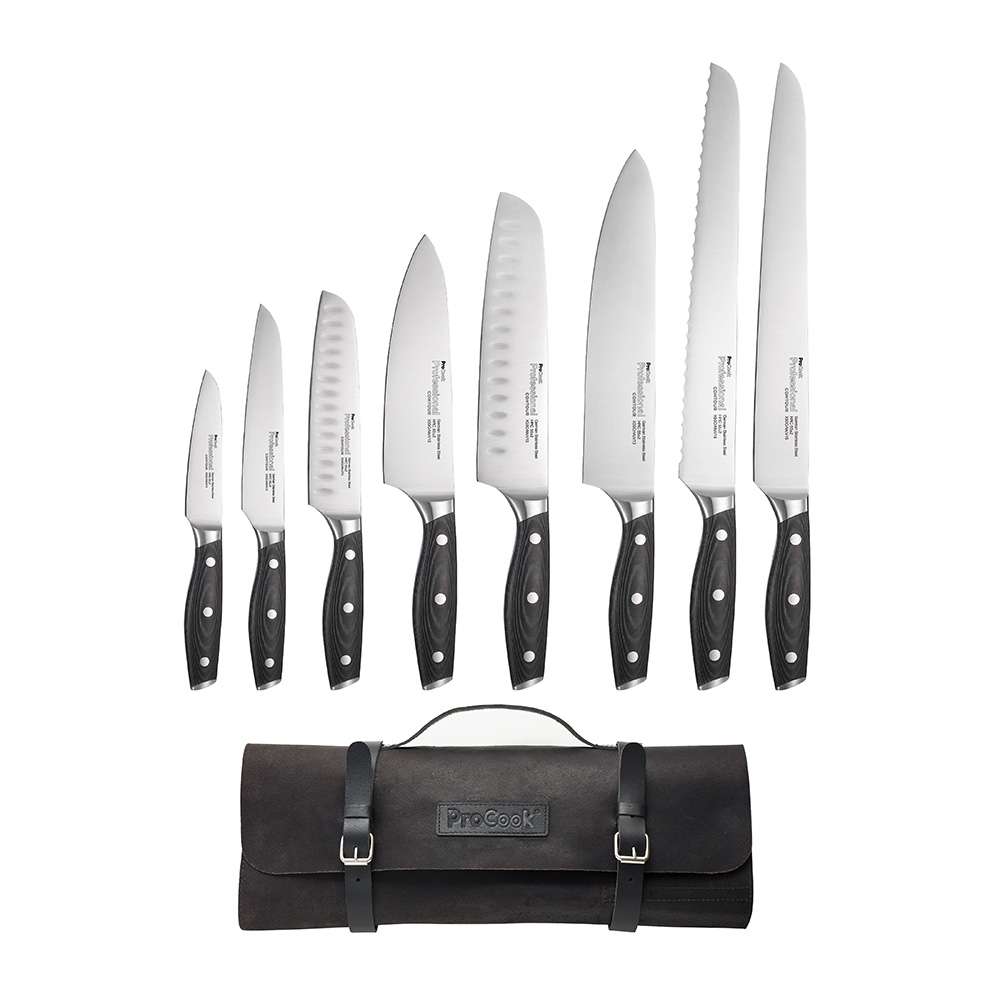 View 8 Piece Knife Set Leather Case Professional X50 Contour Knives by ProCook information