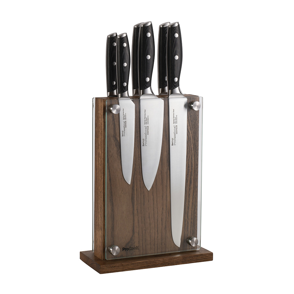 View 6 Piece Knife Set Magnetic Glass Ash Block Professional X50 Contour Knives by ProCook information