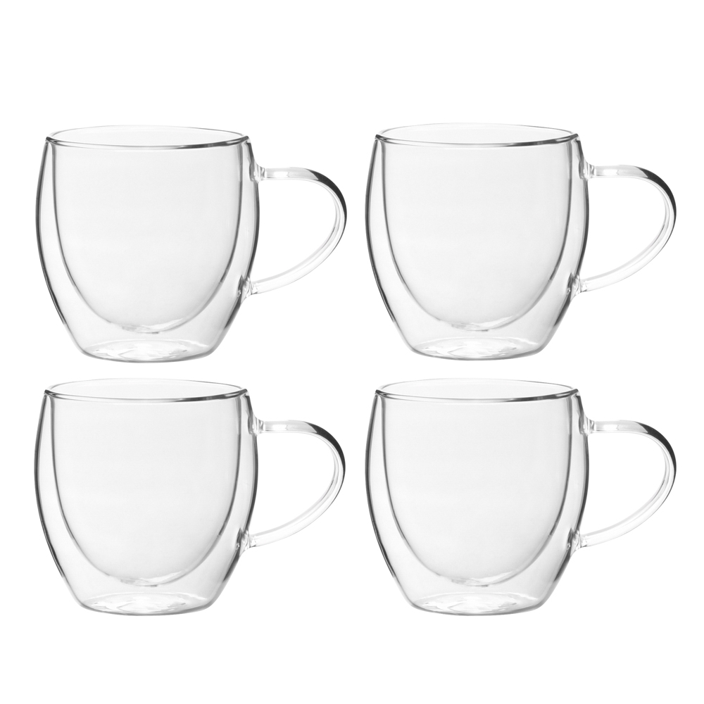 View ProCook Tableware Double Walled Glass Coffee Mug Set Set of 4 information