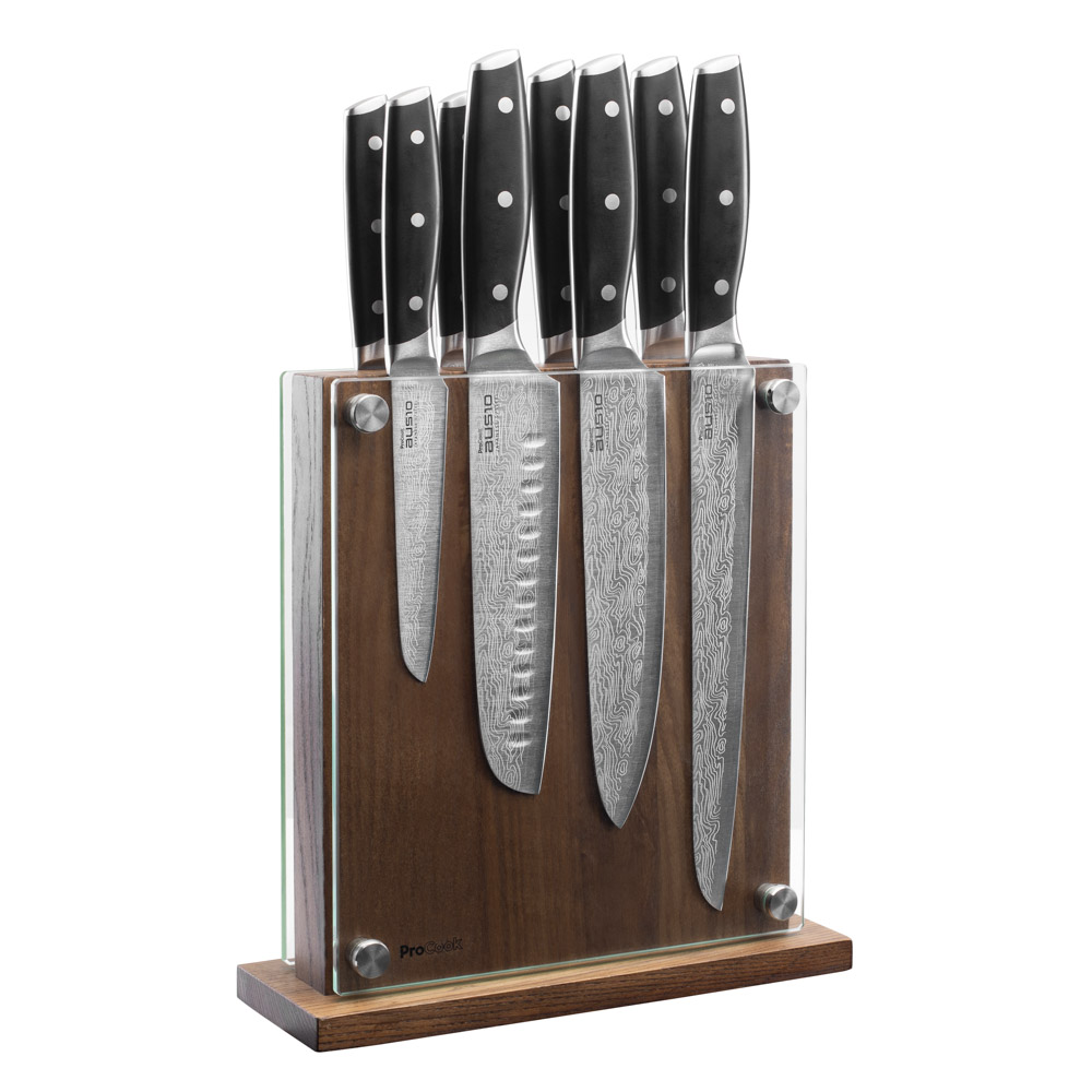 View 8 Piece Knife Set Magnetic Glass Block Elite AUS10 Knives by ProCook information