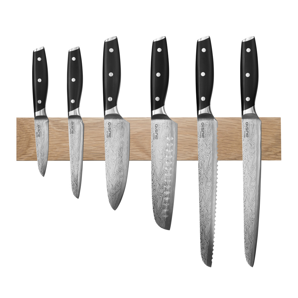 View 6 Piece Knife Set Magnetic Oak Knife Rack Elite AUS10 Knives by ProCook information