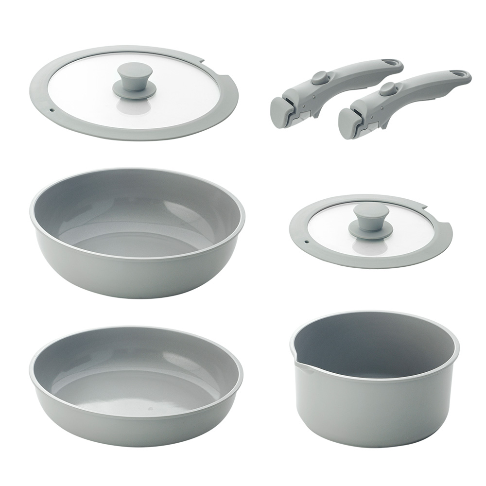 View ProCook Designpro Stackable Cookware Set with 2 Handles Grey 3 Piece information