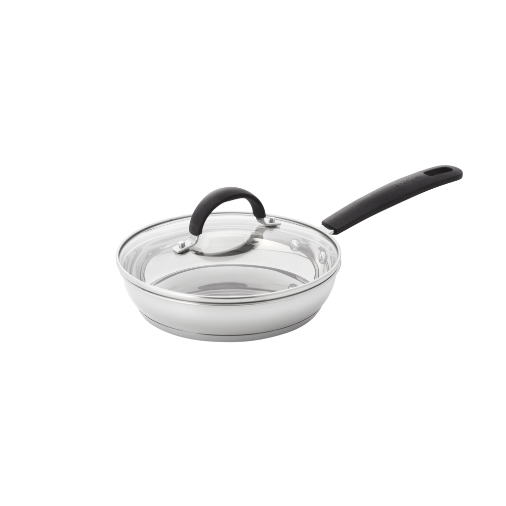 View ProCook Gourmet Stainless Steel Cookware Frying Pan with Lid 20cm Uncoated information