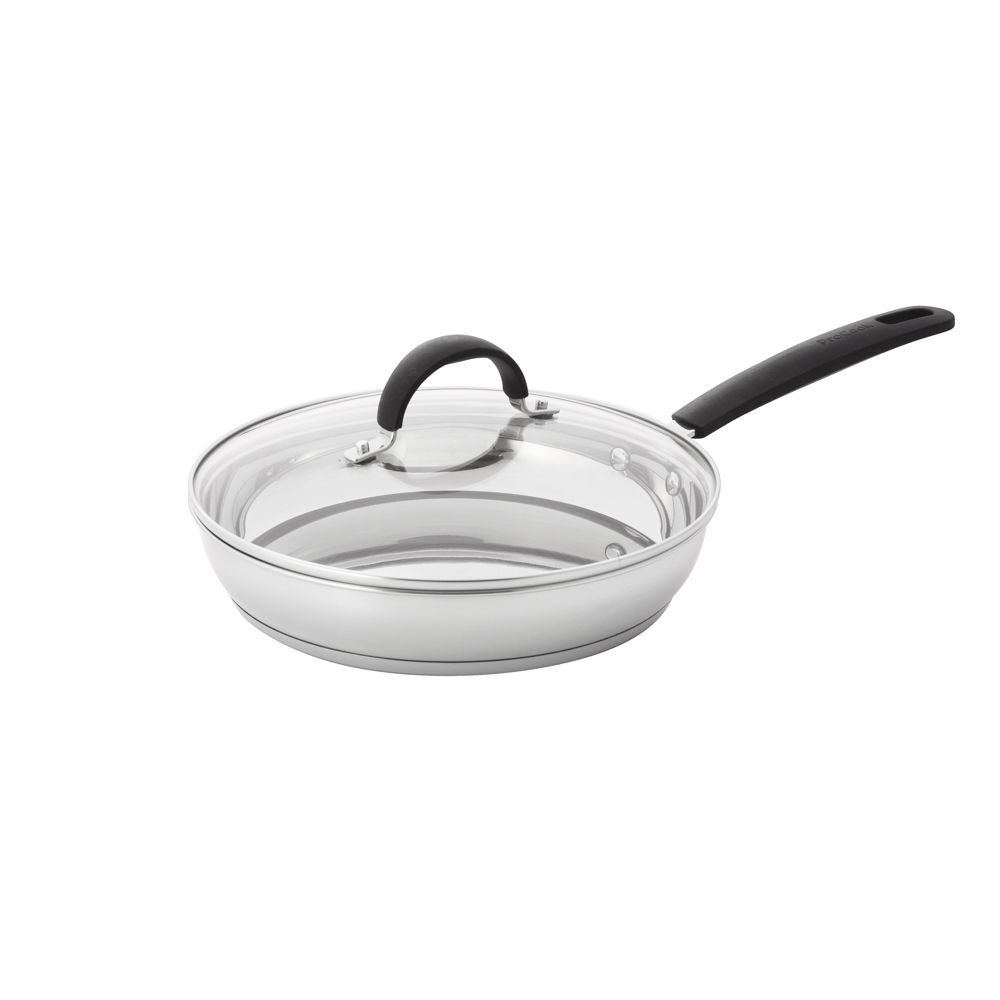View ProCook Gourmet Stainless Steel Cookware Frying Pan with Lid Uncoated 24cm information