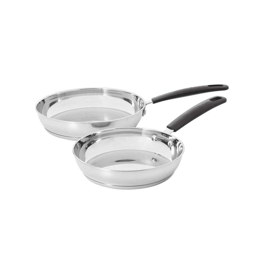View ProCook Gourmet Stainless Steel Cookware 2 Piece Frying Pan Set 20cm 24cm Uncoated information