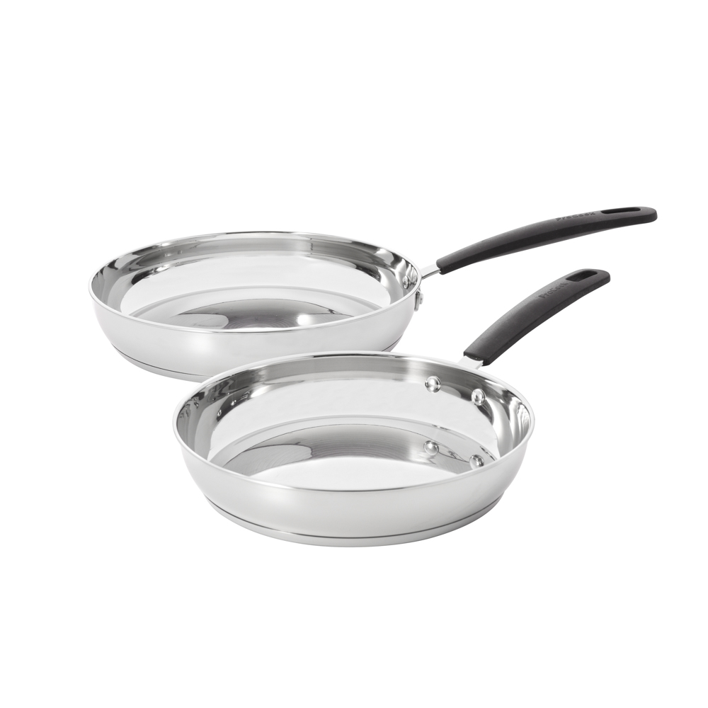 View ProCook Gourmet Stainless Steel Cookware 2 Piece Frying Pan Set 24cm 28cm Uncoated information
