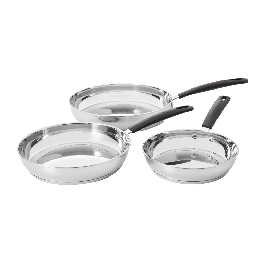 View ProCook Gourmet Stainless Steel Cookware 3 Piece Frying Pan Set Uncoated information