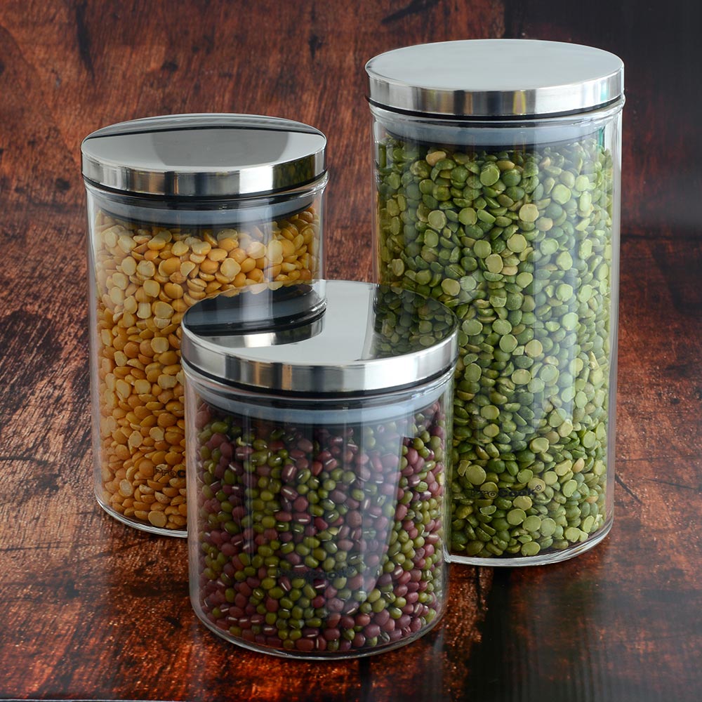 View Glass Storage Jars Set of 3 Kitchenware by ProCook information